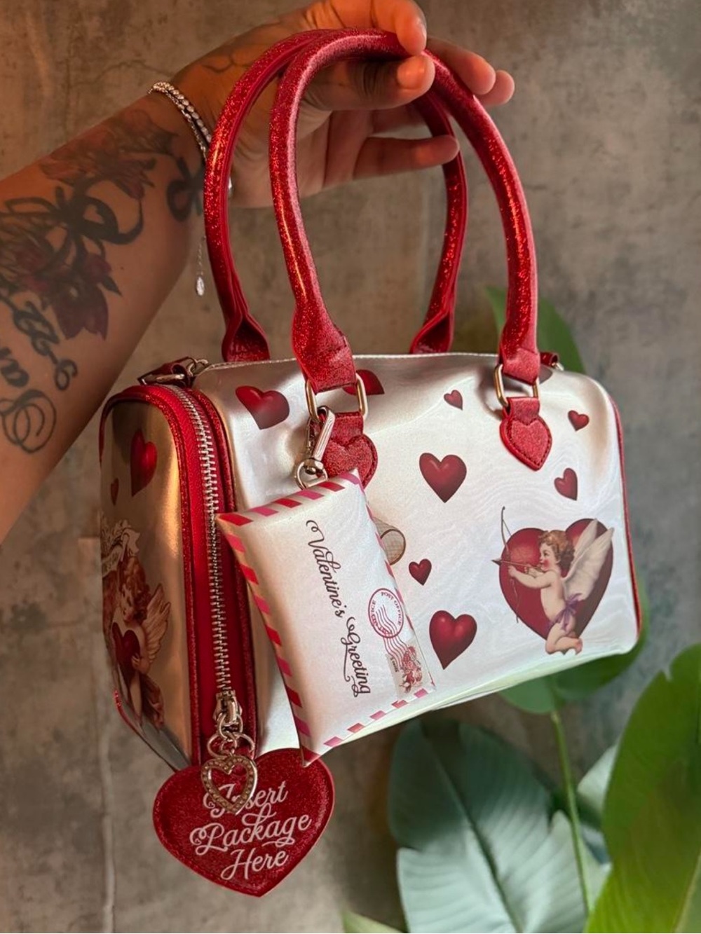 Dolls Kill Valentine's Heart Print Satchel